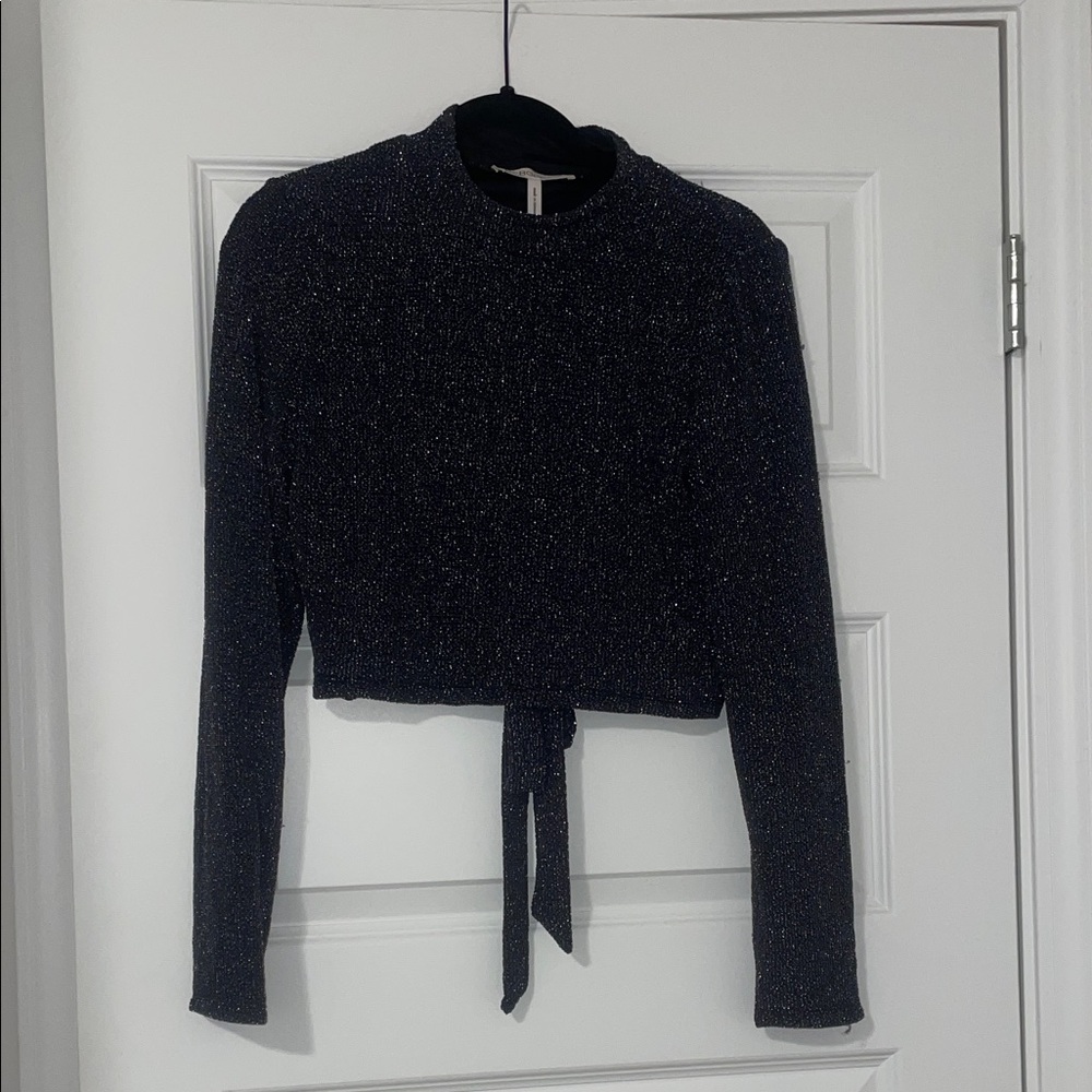 BCBGeneration Black Sparkle Crop Top